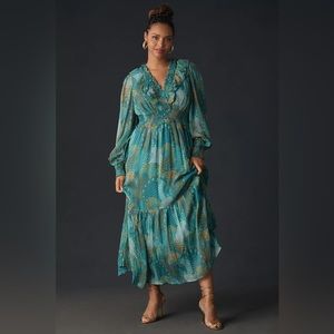 Beautiful Anthropologie Turquoise Maxi Dress